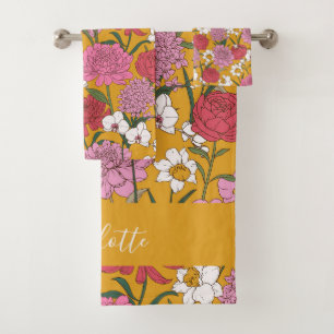Jardín Floral Boho Amarillo Nombre Personalizado
