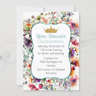 Jardín floral con invitación a la quinceañera de l