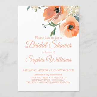 Jardín floral de Peach | Invitación a la ducha de 