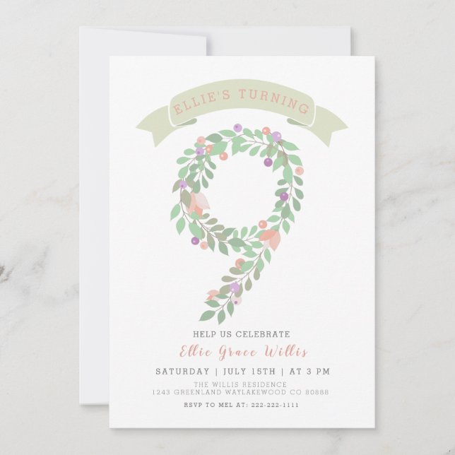 Jardín floral Invitación a la Novena Fiesta de Cum (Anverso)