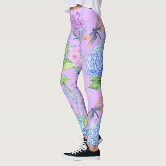 Jardín floral Legging de la libélula de la lavanda (Izquierda)