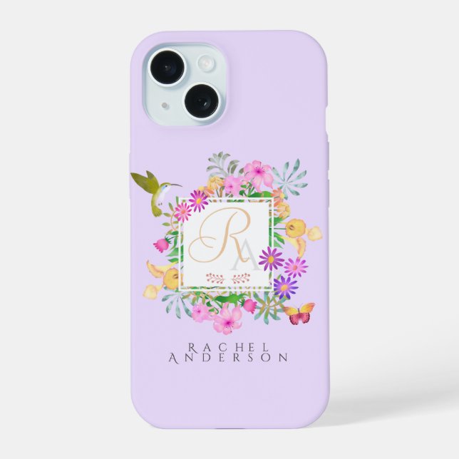 Jardín floral Monograma Púrpura (Reverso )