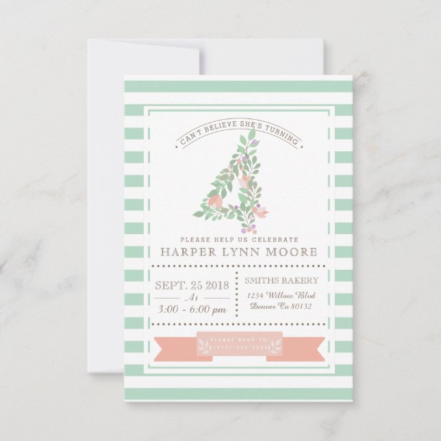 Jardín floral | Primera invitación a la fiesta de  (Anverso)