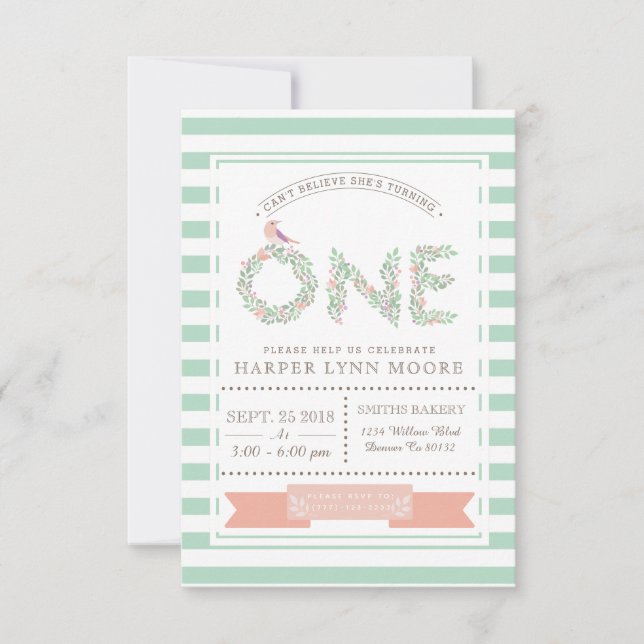 Jardín floral | Primera invitación a la fiesta de  (Anverso)