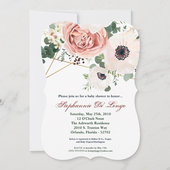 jardín geométrico de la invitación de 5x7 Baby (Anverso)