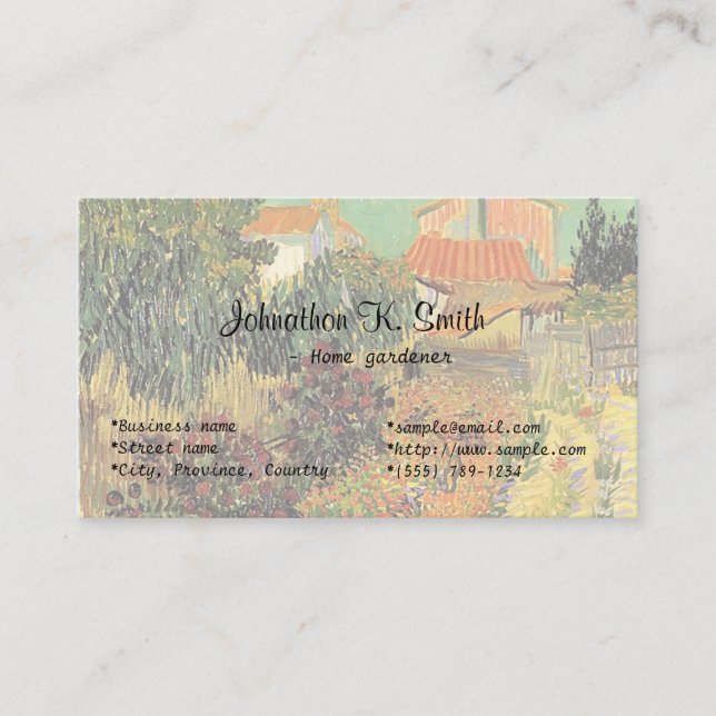 Jardín, granja, artistas, tarjetas de negocios de  (Anverso)