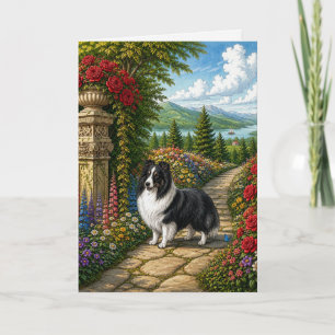 Jardín Inglés Shetland Sheepdog Tarjeta en Blanco