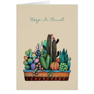 Jardín lindo del cactus de la acuarela en pote
