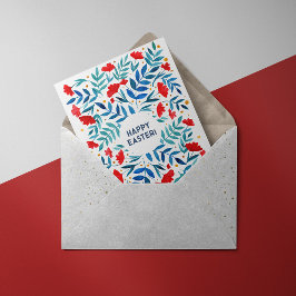 Jardín mágico - Tarjeta de Pascua roja y turquesa