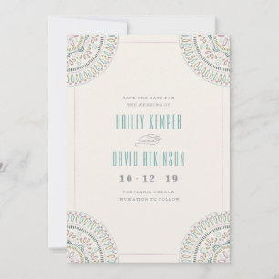 Jardin Mandala Guardar la tarjeta de fecha - Turqu