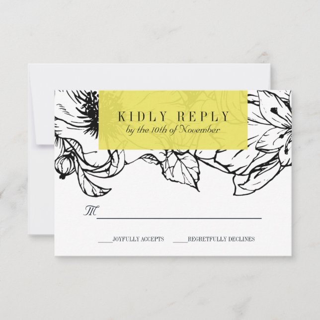 Jardín moderno | Amarillo | Boda floral RSVP (Anverso)