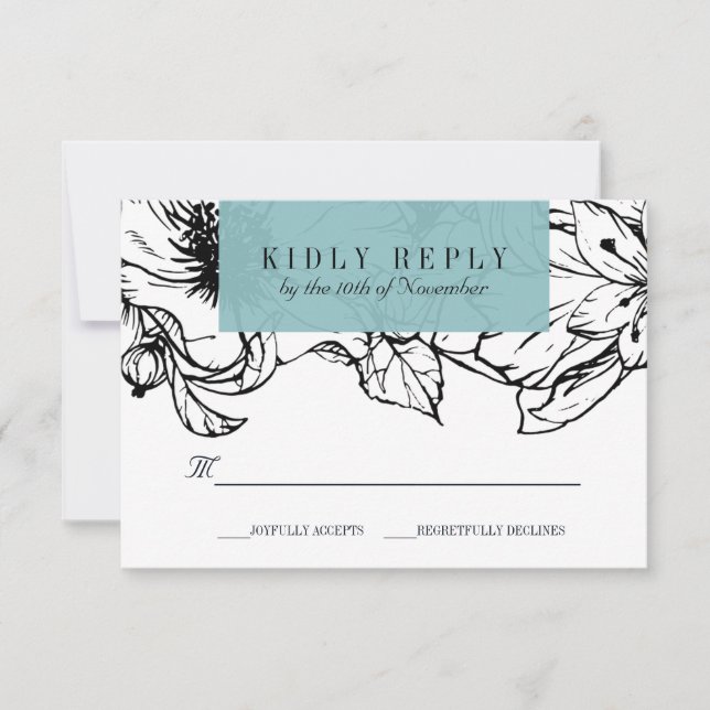 Jardín moderno | Turquesa | Boda floral RSVP (Anverso)