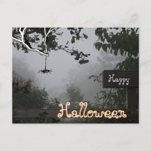 Jardín otoñal con tarjeta postal HALLOWEEN Spider