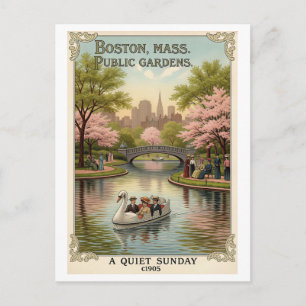 Jardín Público de Boston, MA Tarjeta Postal Retro