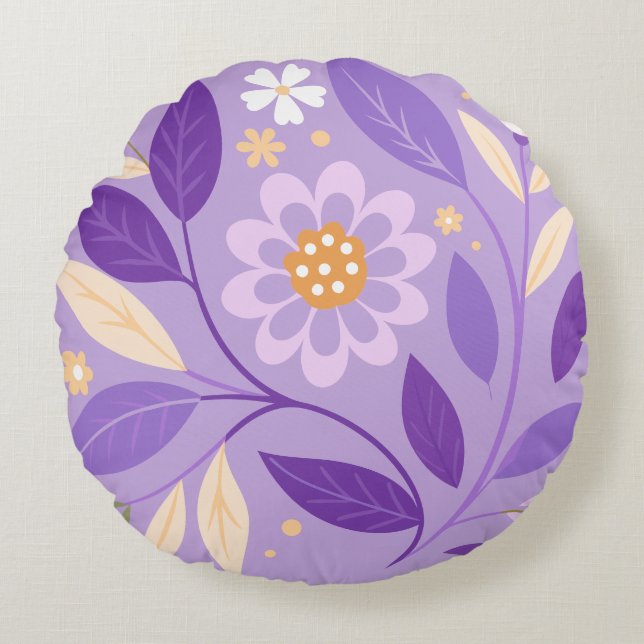 Jardín Purple Floral Almohada (Anverso)