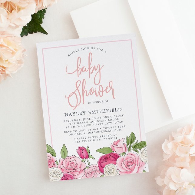 Jardín Rosa | Invitación de Baby Shower (Subido por el creador)