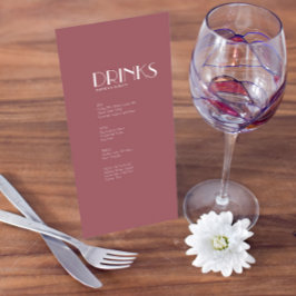 Jardín Rosa | Menú Rosa oscuro para tomar una bebi