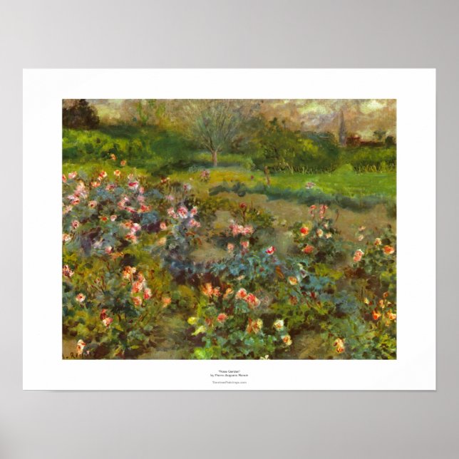 Jardín Rosa por Renoir bello arte impresionista (Frente)