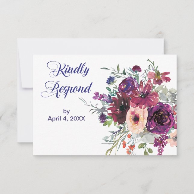 Jardín Splash Boda floral moderna RSVP (Anverso)