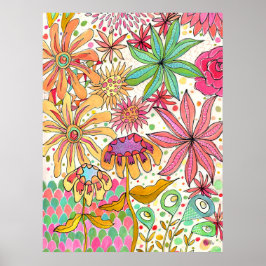 Jardín Surrealista Arte de Gouache Floral Tinta Im