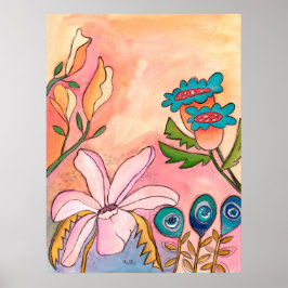 Jardín Surrealista Arte de Tinta Gouache Impresión