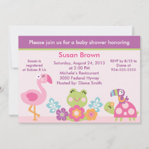 Jardín tropical/Animales Invitación a Baby Shower