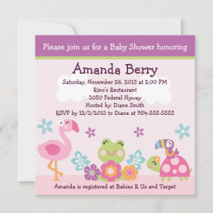 Jardín tropical/Animales Invitación a Baby Shower