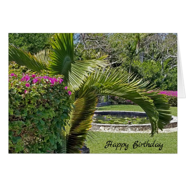 jardín tropical de cumpleaños con palmeras (Anverso (Horizontal))