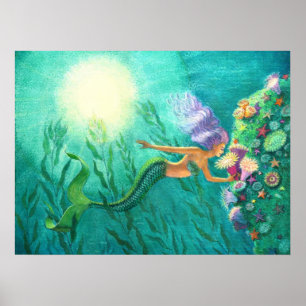 Jardín tropical del mar del poster del arte de la