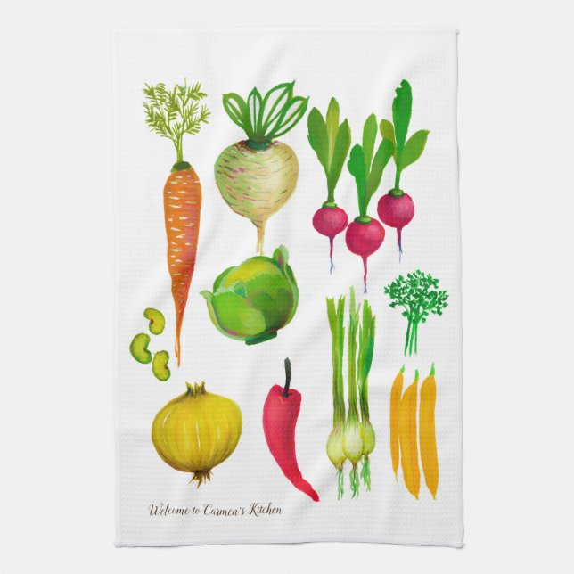 Jardín Vegetales Personalizable Cocina Toalla (Vertical)