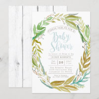 Jardín verde | Invitación a Baby Shower de acuarel