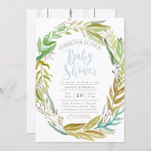 Jardín verde   Invitación a Baby Shower de acuarel
