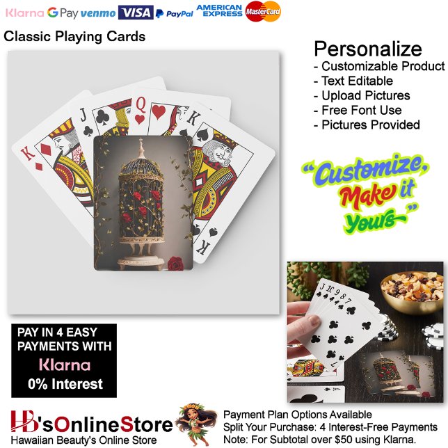 Jardín Whimsy Floral Cartas de Jugar en jaula de p (Garden Whimsy Floral Bird Cage Playing Cards.
)