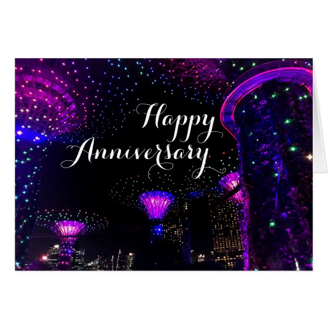 Jardines de Aniversario Feliz con la tarjeta Bay # (Anverso (Horizontal))
