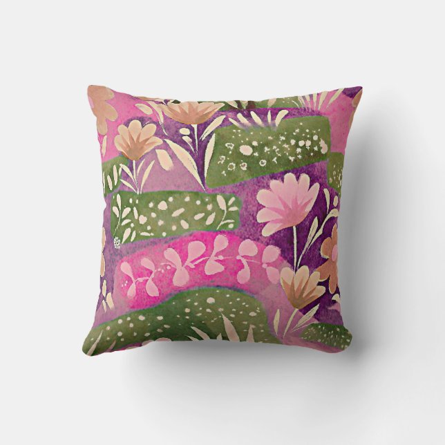 Jardines de flores Cojín decorativo púrpura rosa (Reverso)