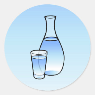 Jarra de agua clásica pegatina redonda