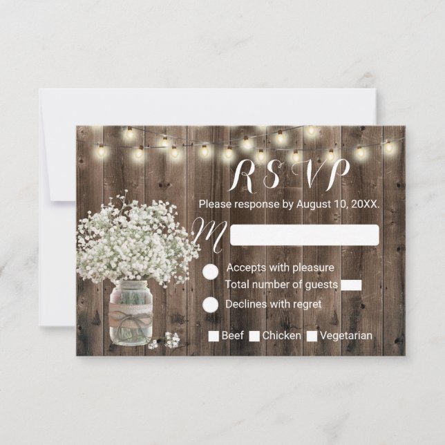 Jarra de Aliento de Bebé Campo Rústico RSVP Boda d (Anverso)