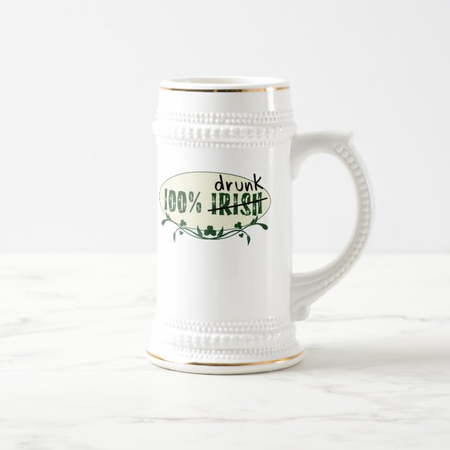 Jarra De Cerveza 100% Irlandés Borracho Stein (Derecha)