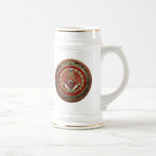Jarra De Cerveza [200] Master Mason - Gold Square & Compass