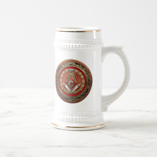 Jarra De Cerveza [200] Master Mason - Gold Square & Compass (Derecha)
