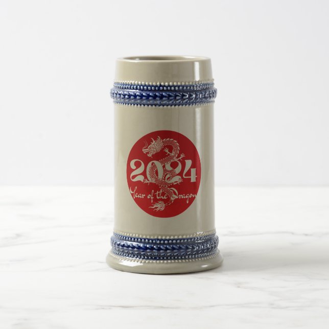 Jarra De Cerveza 2024 año del dragón rojo blanco (Centro)