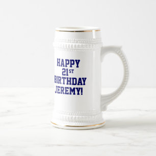 Jarra De Cerveza 21ra cerveza feliz de encargo Stein del cumpleaño