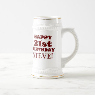Jarra De Cerveza 21ra cerveza feliz de encargo Stein del cumpleaño