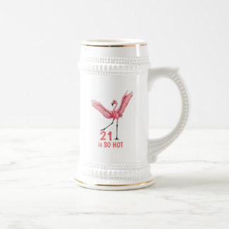 Jarra De Cerveza 21st Birthday Humor Hot Flamingo Pink Gold