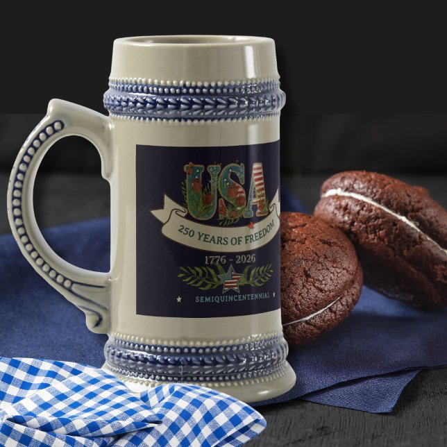 Jarra De Cerveza 250 Years of Freedom Elegant Patriotic Beer Stein (250 Years of Freedom Elegant Patriotic Beer Stein)