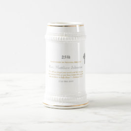Jarra De Cerveza 25° Aniversario de la Ordenación Escritura Persona