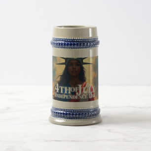 Jarra De Cerveza 4 de Julio – Tributo Majestuoso al Águila y Fuegos