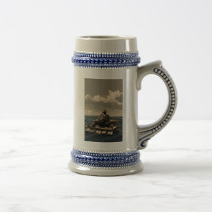 Jarra De Cerveza A la deriva mano izquierda stein azul