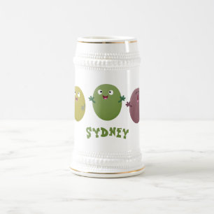 Jarra De Cerveza Aceitunas alegres y lindas cantando personalizado