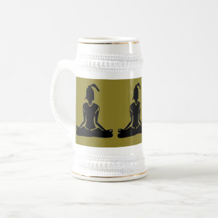 Jarra De Cerveza Acero de oro negro - Cerveza de yoga Stein (sin im